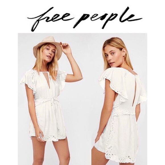 Free People Ivory Eyelet Sahara Romper - Picture 2 of 13